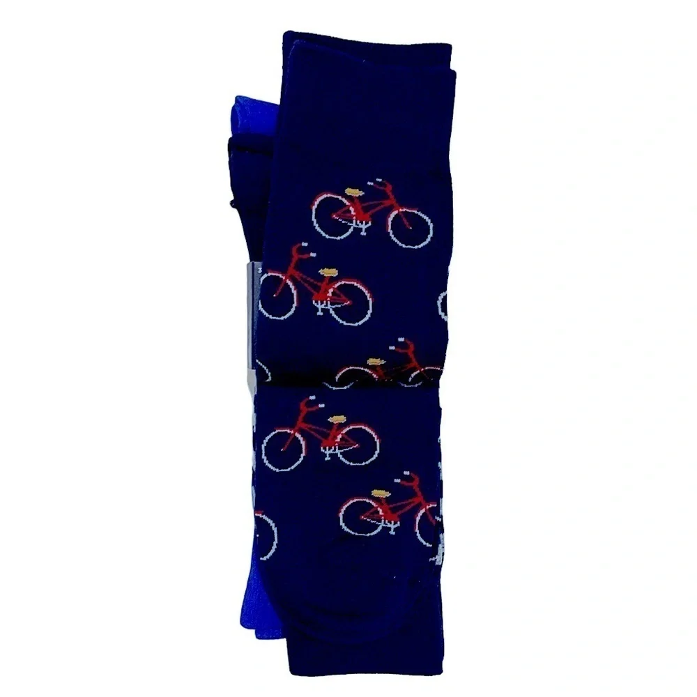 Hot Sox Bicycle Theme Novelty Dress Crew Socks 3 pack Gift Men’s Unisex Blue